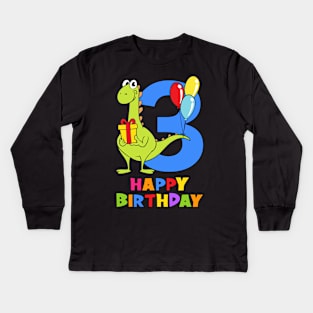 3rd Birthday Party 3 Year Old Three Years Kids Long Sleeve T-Shirt